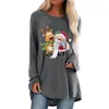 Kvinnors T -skjortor Alla hjärtans dag för män Fashion Loose Round Neck 3d Christmas Fleeced Foded Long Sleeve Women Fit Tunic