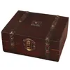 Drewniany vintage blokadę skarbnika biżuterii pudełko pudełko etui organizator pierścienia prezent3412