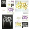 Autres fournitures de fête de fête en gros - 1pc Creative Cake Flag Topper Joyeux anniversaire Drapeaux Single Stick pour la famille Cuisson Decorati Dhasc