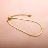 Simple Blade Chain 14k Yellow Gold Anklet for Women Female Adjustable Rop Anklet High Quality Waterproof Fine Jewelry