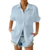 Women's Blouses 2024 Jacquard Cotton White Shirts Spring Summer Solid Tunic Casual Loose Plus Size Top Pocket Button-Up Lapel Blusas