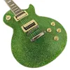 Big Shiny Green Gold Electric Guitar Peach Zebra Pickup Chrome Plated Hardware