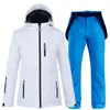 -30 Reine Farbe Ski Anzug Für Frauen Winddicht Wasserdichte Snowboard Jacke Sets Winter Schnee Kostüme Ski Jacke + Strap Schnee hosen 220121