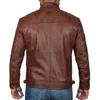 Plus Size Jacket S-5XL Mens Autumn Winter Leather Jacket Casual Stand Collar Motorcykel Biker Coat Zip Up Bute 240228