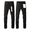 Designer högkvalitativ herrlila jeans mode kvinnor lila varumärke trend nödställt svart rip slim fit motorcykel sportbyxor rippade byxor