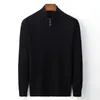 Erkek Sweaters 2024 Sonbahar kalınlaşmış gündelik örgü hırka standı yakalı zip iş moda yün ceket erkek marka giysileri