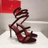 Женские туфли на высоком каблуке Rene Caovilla, дизайнерские модельные туфли, украшенные кристаллами, стразы на каблуке, роскошные сандалии с запахом на щиколотке, змеиные сандалии на шпильке 10 см с коробкой