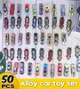 50 pcs enfant Mini jouet voiture ensemble voiture Garage jouet 1:50 chaud moulé sous pression en alliage métal voiture de course modèle garçon noël anniversaire cadeau LJ2009309635430