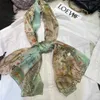 Szaliki Bysifa jasnozielony jedwabny szalik damski moda wiosna lato kwiatowe szaliki szalki jesienne zimowe szaliki