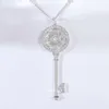 t Key Shaped Necklace 18k Solid White Gold Pendant Sunflower Necklaces Original Standard Necklace Diamond Jewelry