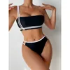 Kvinnors badkläder Brasiliansk bikini Set One Shoulder High midja Tryckta kvinnor Push Up Bikinis Swimsuit Female Biquini Bathing Suit