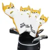 Andra golfprodukter Golf Headcover Cute Akita Golf Club Head Cover för förare Fairway Hybrid Putter Pu Leather Protector Wood Coversl2402