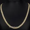 Davieslee Silver Color Yellow Gold Filled Necklace for Mens Chain Hammered Cut Round Curb Cuban Link 6mm315Q