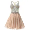 فساتين الحفلات guxqd v-neck mini homecoming abendkleid procking crystal tank back prossive terctuation princess obst