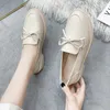 Casual Shoes British Bowtie Oxford Woman Pointed Toe Black/white Leather Flats Thick Bottom Brogues Women Espadrilles Zapatillas Mujer