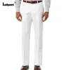 Pants Ladiguard 2023 Men's Cotton Linen Suit Pants Solid White Casual Straight Trouser Plus Size Mens Elegant Fashion Suits Pants