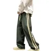 Pantalons pour hommes Hommes High Street Casual Retro Wide Leg Pantalon de survêtement avec cordon de serrage taille élastique rayé pour respirant