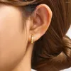 Boucles d'oreilles créoles AIDE S925 en argent sterling à large face en zircon rose brillant pour femme plaqué or 18 carats boucle d'oreille classique de base