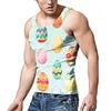 남성용 탱크 탑 남성 부활절 조끼 축제 축제 캐주얼 매일 슬림 한 슬림 핏 외부 셔츠 3D 프린트 계란 짧은 슬리브 t