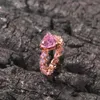 Wedding Rings RACHELZ Light Luxury Full Pink Zircon Heart Charm Ring Trend Elegant 14K Gold Plated Shiny Crystal For Women Men Jewelry