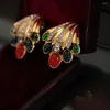 Baumelnde Ohrringe Europa Exquisiter farbiger Edelstein Gold Kristall Muschel Ohrring Damen Vintage Top Qualität Schmuck Trend