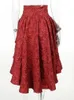 Spódnice rock punk krótki z przodu długi tył harajuku midi ruffle spódnica czerwona wysoka niska kobiety steampunk gotycki kostium cosplay