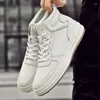 Stövlar lyxiga män sneakers bekväma snörning med solid ankel man hög toppskor äkta läder avslappnad minimalist för