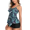 Women's Swimwear Women 2 Piece Flounce Printed Top With Boyshorts Bikini Set