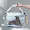 Transportadores para gatos, bolsa transparente para mascotas, nave espacial portátil, transpirable, un solo hombro, suministros para perros salientes