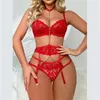 Sutiãs conjuntos de lingerie erótica conjunto sexy fantasia roupa interior transparente ternos pornográficos íntimos cadeia de luxo lindo sutiã de renda e breve cinto