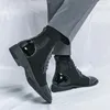 High Boots Dress Elegant Man Top Pointed Toe Shoes Men's Formal Comfortable Zipper Men Black Ankle Botin