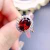 Cluster Rings Garnet Ring Natural Real Red Oval 8 10mm 2.8ct Gemstone 925 Sterling Silver Fine Jewelry J22633
