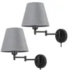 Wall Lamp American Retro LED Sconce Light Industrial Style Iron Rocker Creative Fabric Plug Bedroom