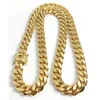 10mm 12mm 14mm Miami Cuban Link Chains Herren 14K vergoldete Ketten Hochglanzpolierter Punk Curb Edelstahl Hip Hop Jewelry267a