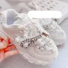 في الهواء الطلق الأطفال الرياضة الأحذية الرياضية Baby Girls Rhinestone Brand Shoes Kids chunky Sneakers Boys Pearl Sport Sneakers Trainers New For Autumn