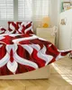 Bed Skirt Abstract Gradient Line Color Block Red Elastic Fitted Bedspread With Pillowcases Mattress Cover Bedding Set Sheet