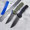 BM 9070 Claymore Auto Knife 3.34 "CPM-D2 드롭 포인트 블레이드 레인저 그린 나일론 파 섬유 손잡이 야외 캠핑 생존 자체 방어 자동 전술 도구