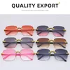 Sunglasses Fashion Metal Hinge Frame Rimless UV400 Women Modern Square Gradient Designer Eyewear