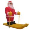 Gratis schip Outdoor Activiteiten 10mh (33ft) met ventilator Giant opblaasbaar Skiing Santa Claus Karakter opblaasbare kerstman voor kerstdecoratie