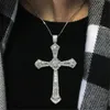 Vintage Big Male Cross colgante collar de plata de ley 925 5A zircon Cz fiesta boda Cruz colgante para hombres joyería de lujo 277O