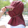 Breda randen hattar utomhus ansikte och nackskydd täcker öronflik kvinnor solhatt
