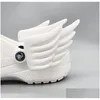 Pièces de chaussures Accessoires Angel Wing Tail Pendentif Charme détachable pour Cro C Bubble Slides Sandales PVC Décorations Anniversaire de Noël Dhuhj