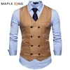 Varumärkesvästar för män avslappnad smal passform Mens kostym Vest Double Breasted Waistcoat Gilet Homme Formell Business Jacket XXL 240228