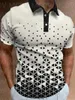 Herrpolos svarta gränsen till hexagon 3d casual tryckt kortärmad polo skjorta sommarstoppar