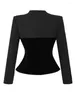 Kvinnors kostymer Fashion Elegant Short Jacket For Women Professional Ol Black Coat Suit Blazer Tops Femme Business Clothes Street Outwear
