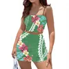 Work Dresses Polynesian Tribal Hawaiian Totem Tattoo Hawaii Prints Fashion Street Outfits Sleeveless Crop Top And Skirt Two Piece Set