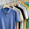 Polo da uomo 2024 Estate Moda di alta qualità Tinta unita Turn Down Colletto Polo Manica corta Casual Top Uomo Abbigliamento R30