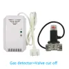 Detector 220VAC Kitchen CH4 Natural Gas leaking detector Magnetic Solenoid valve to cut off coal gas Fire alarm sensor for home security