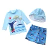 Ensembles enfants garçons Rashguard 3 pièces maillot de bain ensemble à manches longues mignon dessin animé imprimé maillot de bain anti-éruption + chapeau de soleil 17 ans pour bébé