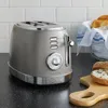 Brotbackautomat West Bend Toaster, 2 Scheiben, Retro-Stil, Edelstahl, mit 4 Funktionen und 6 Farbeinstellungen, 850 Watt, Grau